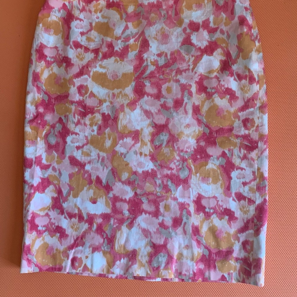 Talbots Pink and Orange Floral Pencil Skirt SZ 10